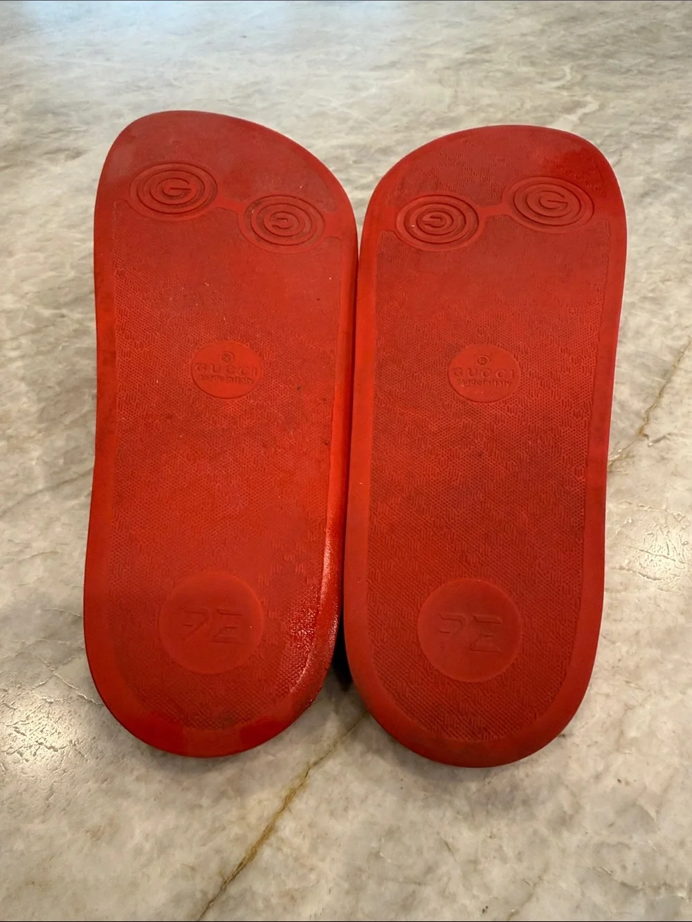 Gucci Red Embossed GG Slide Sandals